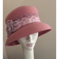 NWT IMAGA Designer Dressy Hat ROSE PINK Wool Felt  eb-53371776